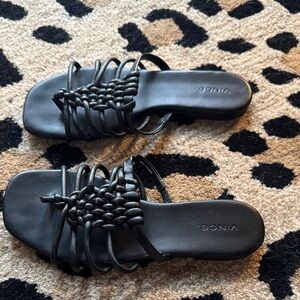 Vince Black Strappy Leather Sandals